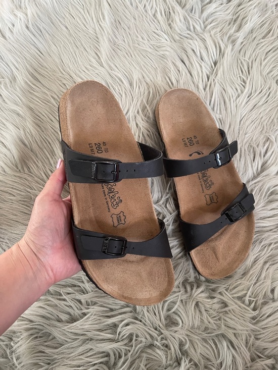 Birki’S Shoes - Birki’s Black Two-Strap Women’s Sandals